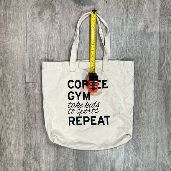 White Canvas Tote Bag with Black Text - Picture 3 of 5